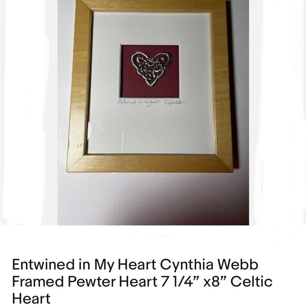 Cynthia Webb Designs Entwined in My Heart Celtic Pewter Knot Heart, Wood Frame